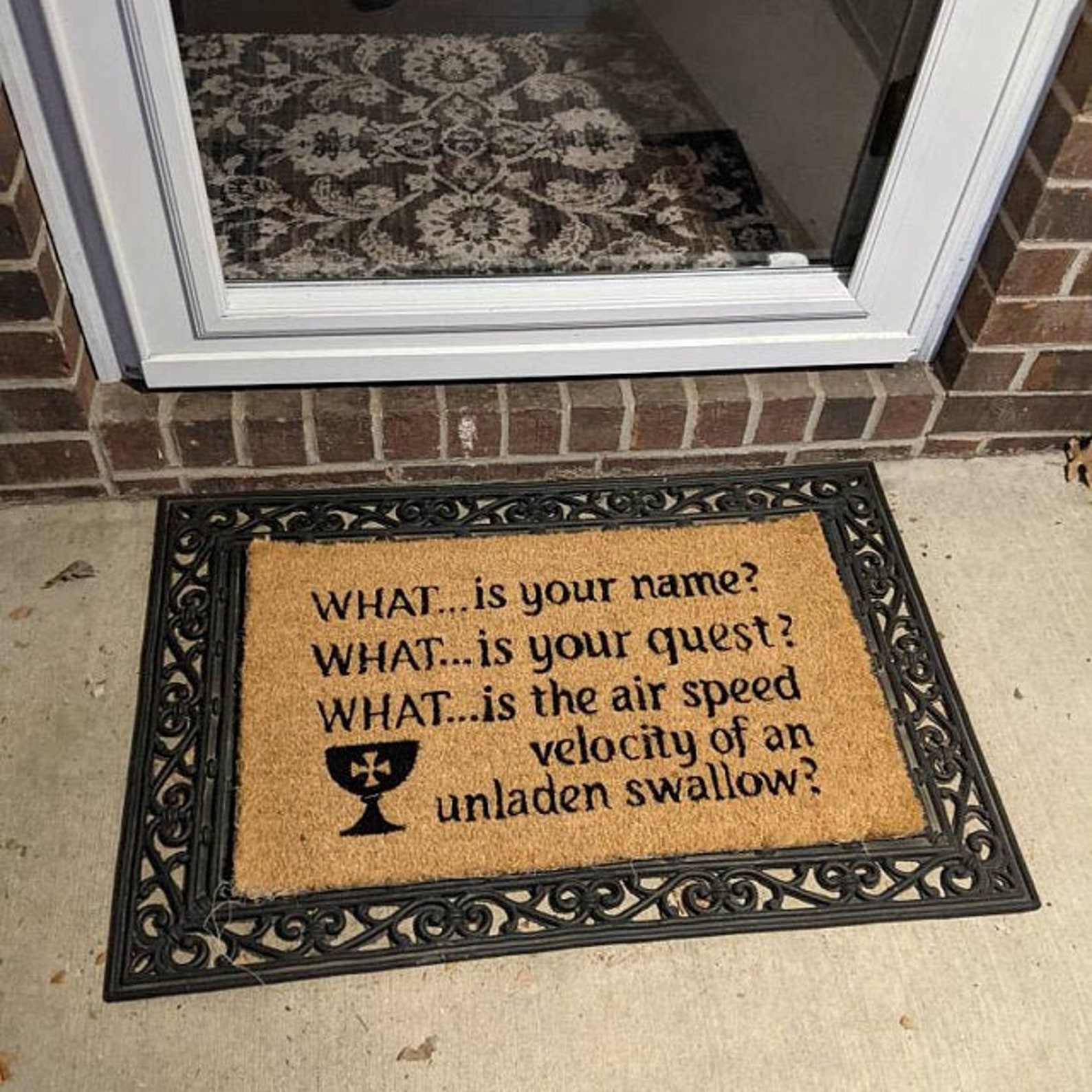 What is Your Name Doormat Monty Python Doormat personalized Etsy