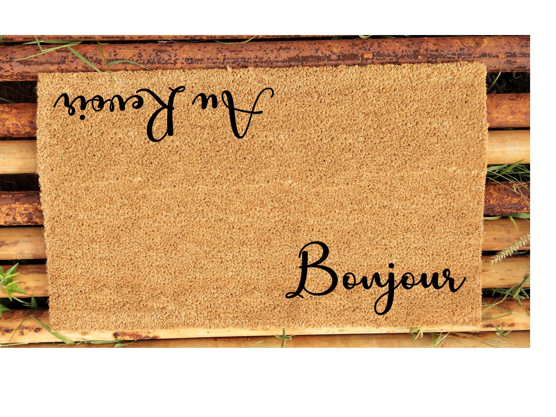 Bonjour Doormat Au Revoir Doormat French Doormat Etsy