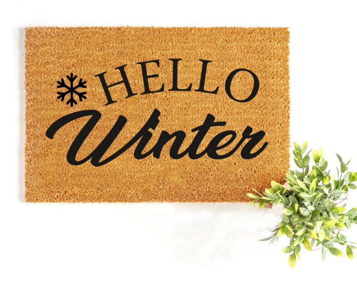 Hello Winter Coir Doormat Door Mat Housewarming Etsy