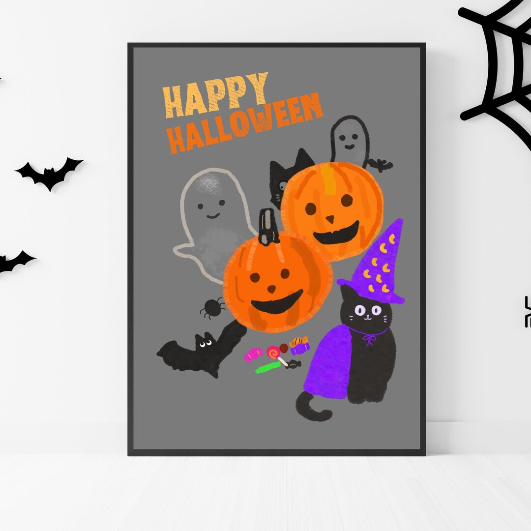 Happy Halloween Wall Art Halloween Digital Art Kids Etsy