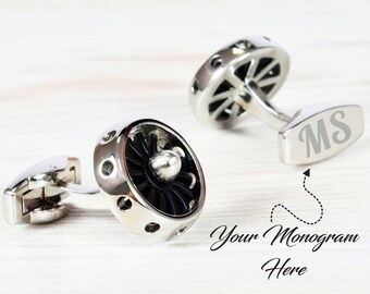 Pilot Cuff Links Helicopter Cuff Links Copter Cufflinks Custom Any Aircraft Cufflinks Name Custom Initials Custom Wedding Gifts Date