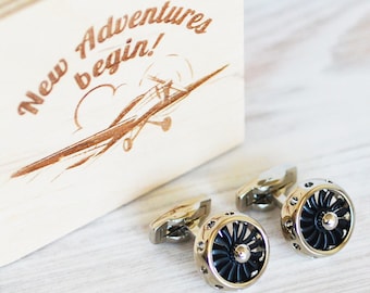 Airplane Cufflinks for Pilot as Aviation Gifts for Men, Mens Cufflinks as Flight Attendant Gift, Gear Cufflinks Pilot Graduation