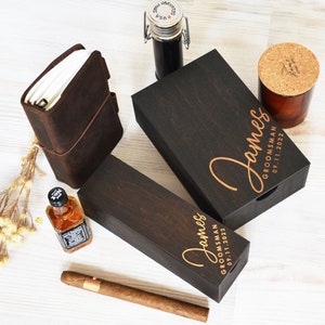 Groomsmen Box voor sigaren en geschenken, kleine voorstelvragenbox voor stalknecht, lege houten kist op maat en gepersonaliseerd voor vrijgezellenfeest