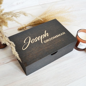 Lege houten bruidsjonkers geschenkdoos voor geschenken, aangepaste geschenkdoos voor stalknecht geschenken, gepersonaliseerde geschenkdoos voor hem, aandenken geschenkdoos voor mannen