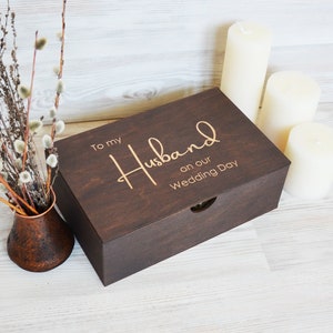 To My Husband on Our Wedding Box for Gift, Memory Box for Men, Congratulations Box from Bride or Wife, 5th Anniversary Gift Box