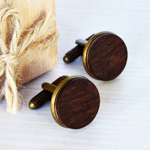 Wooden Cufflinks as Rustic Wedding Gift for Groom, Wood Cufflinks as Groomsmen Proposal Gifts, 8th Bronze Anniversary Gift for Husband