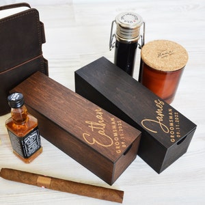 Empty Groomsmen Cigar Box Gift for Bachelor Party, Custom Wood Box for Men, Small Wooden Groomsmen Proposal Gift Box for Cigars and Favors