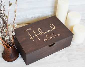 To My Husband on Our Wedding Box for Gift, Memory Box for Men, Congratulations Box from Bride or Wife, 5th Anniversary Gift Box