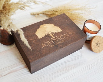 Personalized Wood Wedding Memory Box: Engraved Keepsake Gift