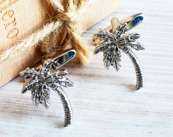 Novelty Palm Tree Cufflinks as Adventure Travel Gift for Men, Unique Cuff Links as Best Friend Gifts Long Distance, Travel Memorabilia Gift