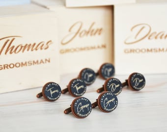 Groomsmen Gifts Wooden Cufflinks Rustic Wedding, Personalized Cufflinks as Groomsman Gift or Best Man Gift, Custom Cufflinks