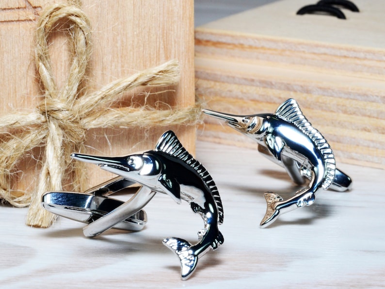 Marlin Fish Cufflinks as Fly Fishing Gifts for Men Boyfriend Etsy