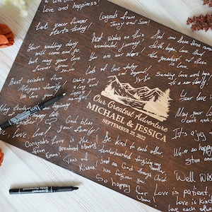 Mountain Wedding Guest Book Alternative Sign Established Family • Unique Wooden Guest Book Wedding Welcome Sign • Custom Wedding Sign Bundle