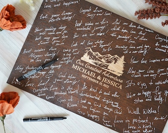 Mountain Wedding Guest Book Alternative: Personalized Wood Sign