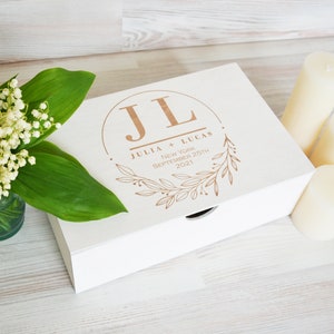 Caja de memoria personalizada para regalo de novios, Caja de regalo personalizada como regalo de pareja, Caja de regalo de madera para recuerdos y fotos de boda