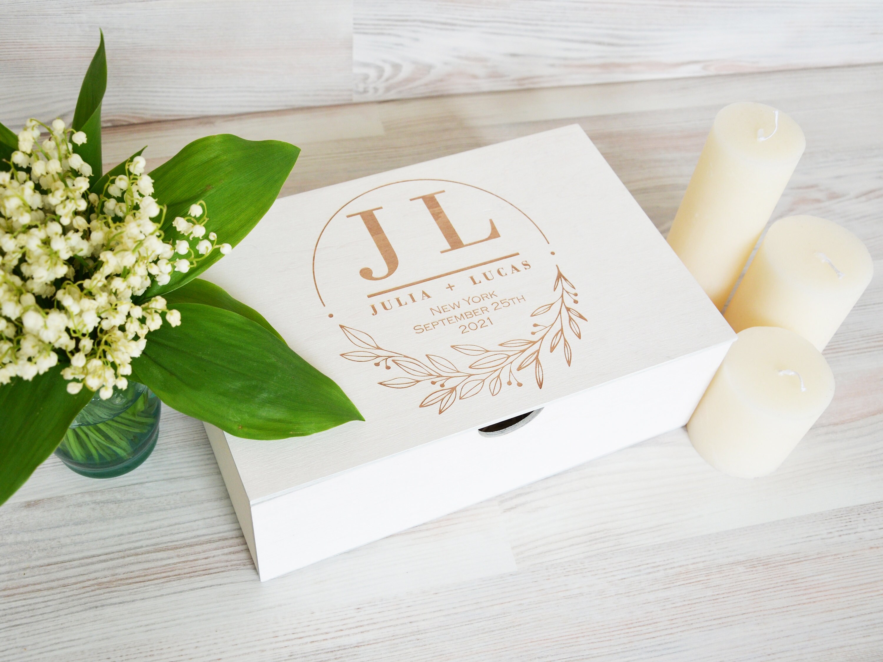 Personalized Memory Box for Bride and Groom Gift, Custom Gift Box as Couple Gift, Wooden Gift Box for Wedding Mementos and Photos
