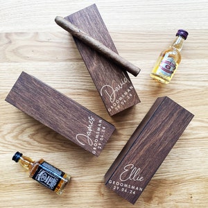 Bruidsjonkers voorstel doos voor vrijgezellenfeest cadeau, gepersonaliseerde houten sigarenkistje, stalknecht cadeau aangepaste gegraveerde doos, gepersonaliseerde dozen