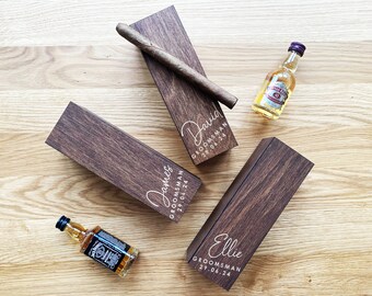 Groomsmen Proposal Box for Bachelor Party Gift, Personalized Wood Cigar Box, Groomsman Gift Custom Engraved Box, Personalized Boxes