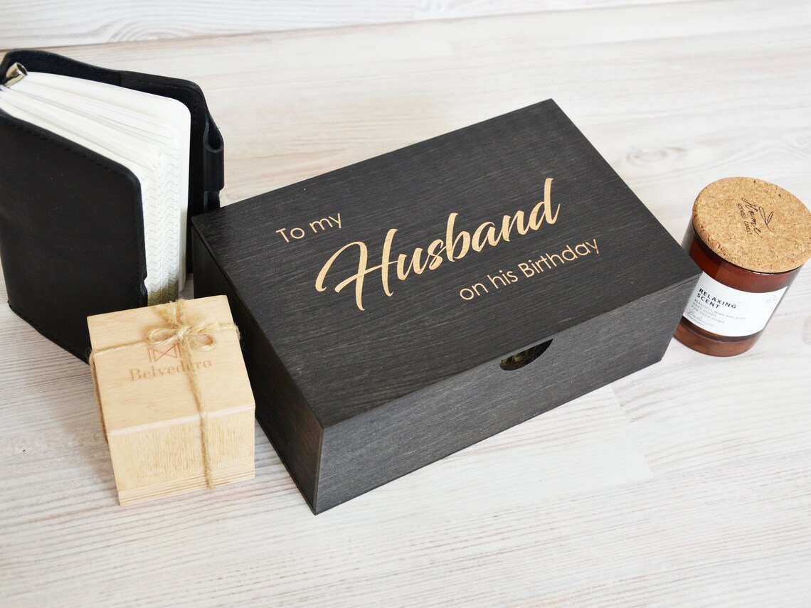 Husband Happy Birthday Box for Gift for Him Wooden Memory Box Etsy