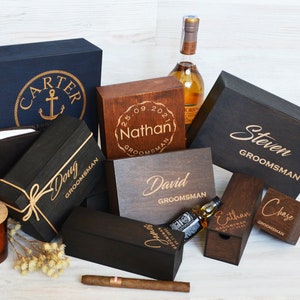 Geschenkdozen voor vrijgezellenfeest bruidsjonkers, houten kisten voor huwelijksaanzoek, lege gepersonaliseerde dozen voor mannen