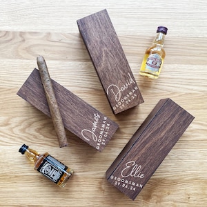 Gepersonaliseerde vrijgezellenfeest geschenkdoos voor bruidsjonkers voorstel, houten sigarenkistje voor bruiloft bedankcadeaus voor mannen