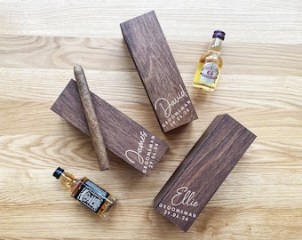 Personalized Bachelor Party Gift Box for Groomsmen Proposal, Wooden Cigar Box for Wedding Thank You Gifts for Men