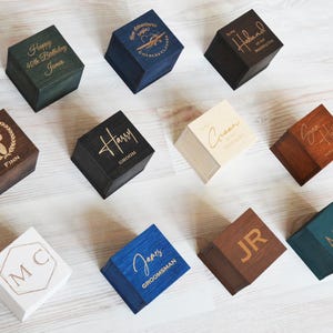 Manchetknoop aangepaste doos voor manchetknopen, doos met gegraveerde houten manchetknopen, manchetknoopdoos voor echtgenoot bruidegom of bruidsjonkers, geschenkdoos met manchetknopen