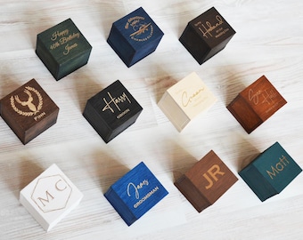 Cufflink Custom Box for Cufflinks, Engraved Wood Cufflinks Box, Cufflink Box for Husband Groom or Groomsmen, Gift Box with Cufflinks