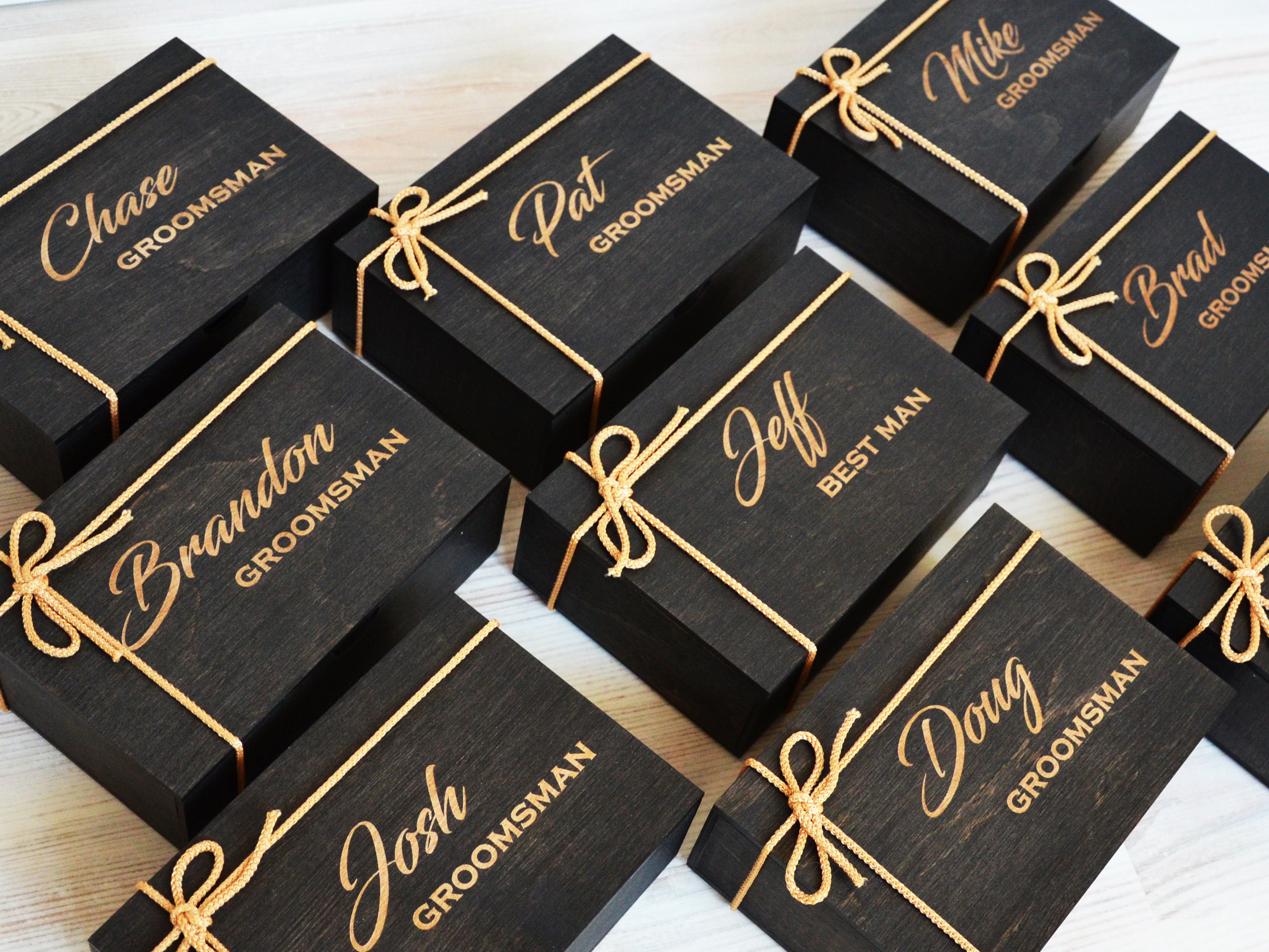 Wooden Groomsmen Gift Boxes for Gifts, Empty Box for
