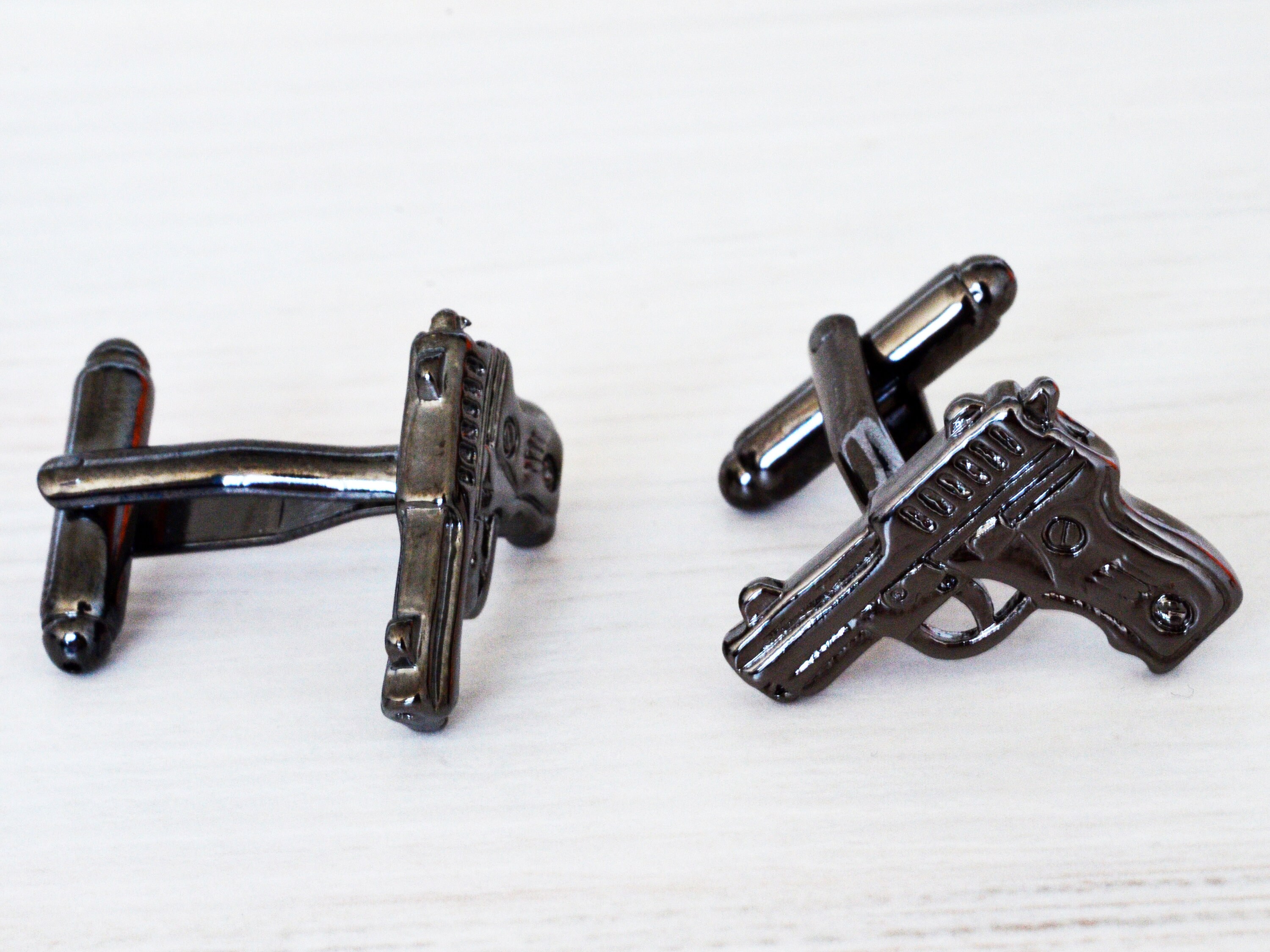 Black Gun Cufflinks as Police Officer or Military Gift for Etsy