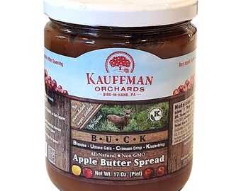 Kauffman Orchards "BUCK" Apple Butter Spread, No Sugar or Spice Added, Made with Blondee, Ultima Gala, Crimson Crisp, and Kindercrisp...