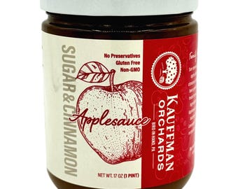 Kauffman Orchards Small Batch Applesauce, With Sugar and Cinnamon, 17 Ounce Jar