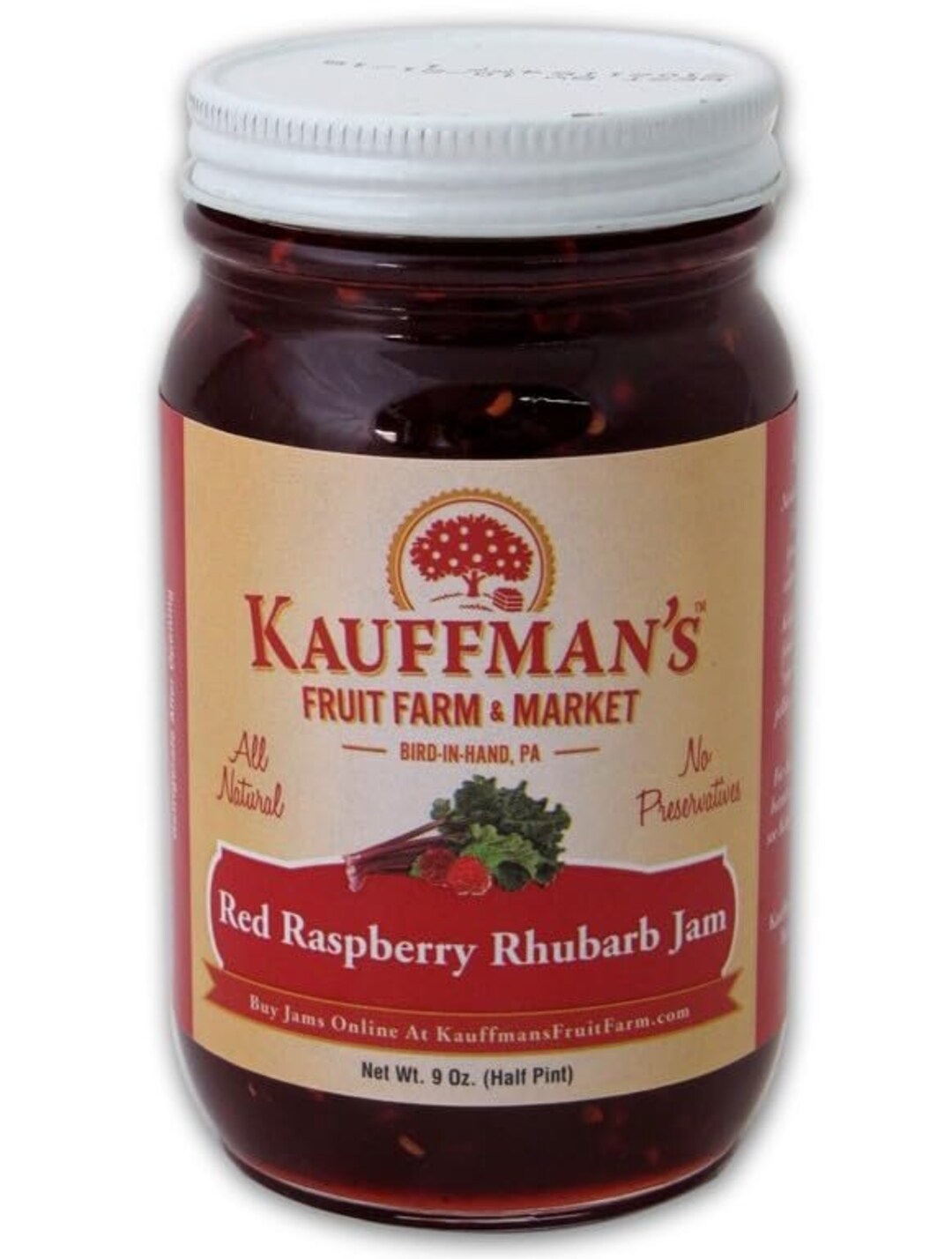 Kauffman Orchards Red Raspberry Rhubarb Jam, All Natural, No ...