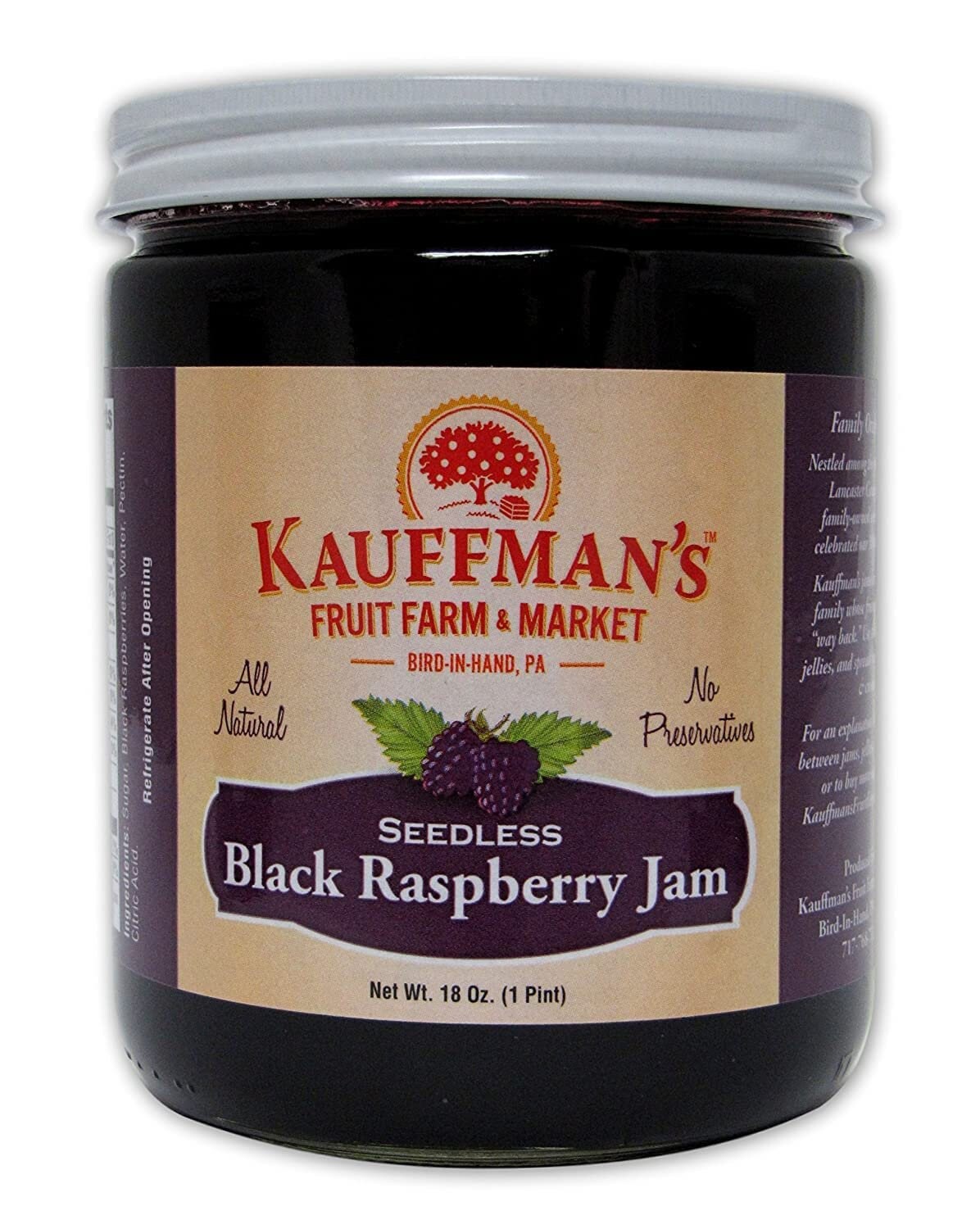 Kauffman Orchards Seedless Black Raspberry Jam, All Natural, No ...