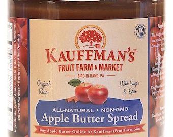 Kauffman Orchards Homemade Apple Butter Spread Variety Pack, Original & No Granulated Sugar Added, 34 Oz.
