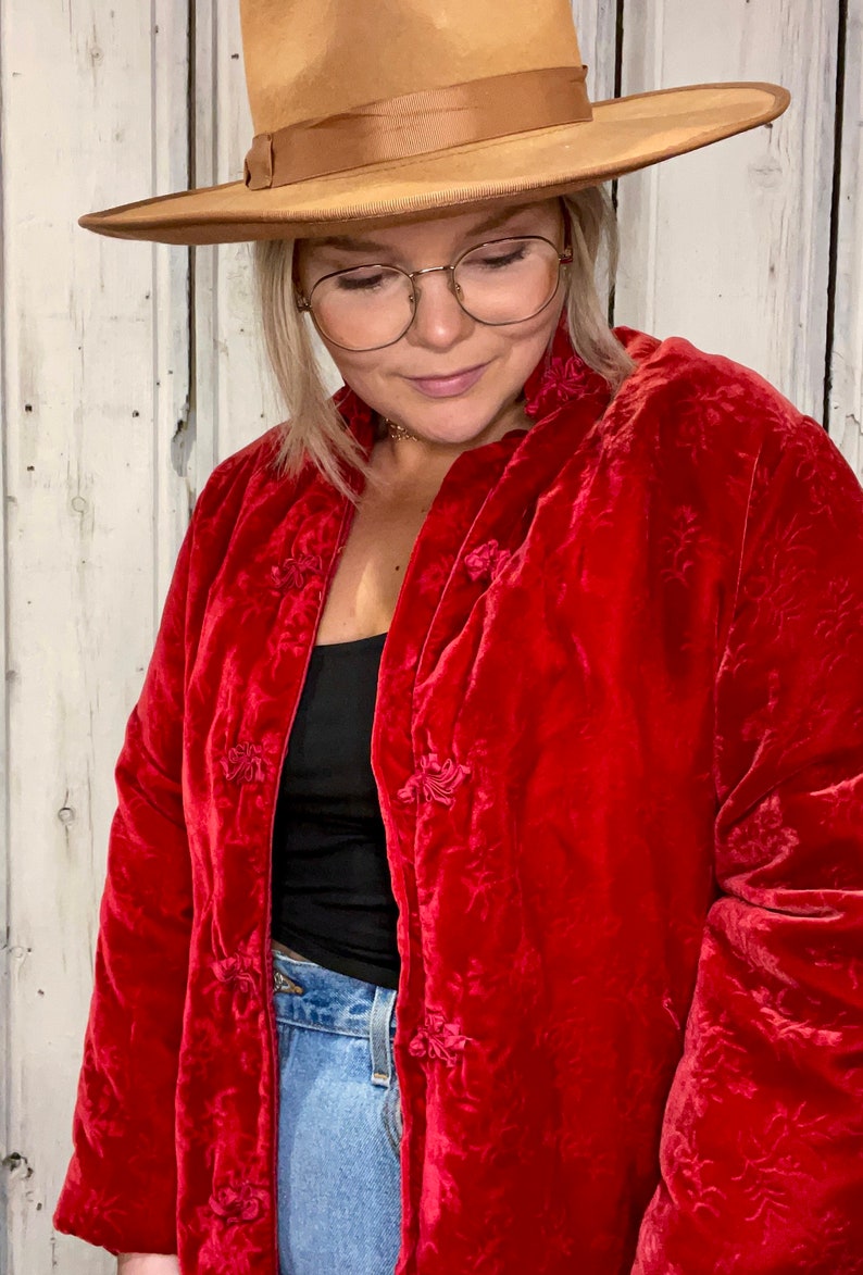 80s Red Velvet Hong Kong Jacket Etsy