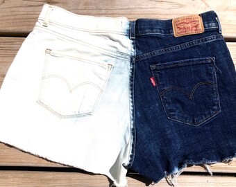 Half Bleached Shorts - Etsy