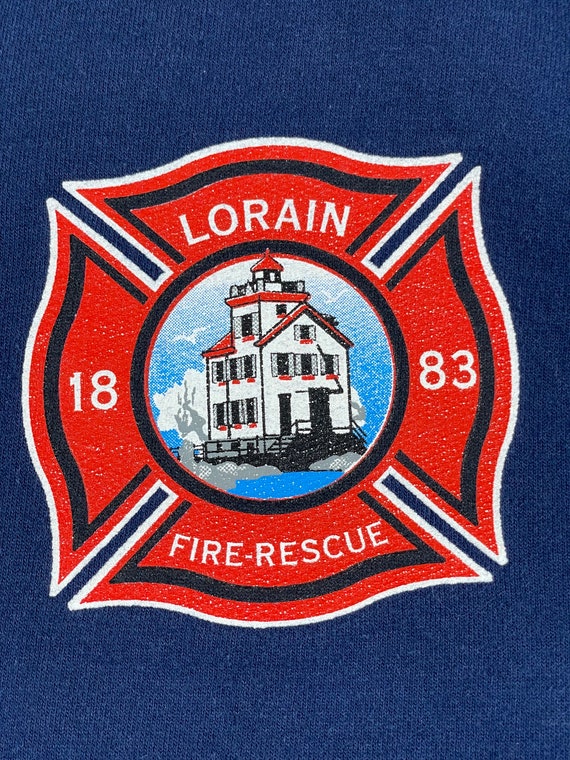Vintage Lorain Firefighters Hooded Sweatshirt, Vi… - image 3