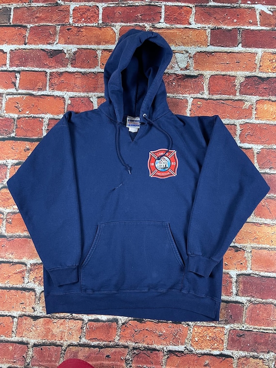Vintage Lorain Firefighters Hooded Sweatshirt, Vi… - image 1