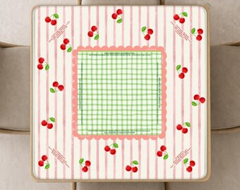 Tapete de Mahjong Cherry con instrucciones (reglas) impresas, tapete de juego de Mahjong Summer Dopamine Decor en rosa y verde con bolsa
