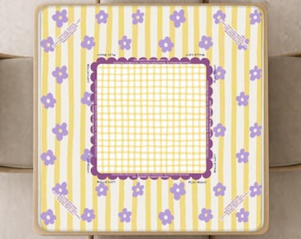 Purple and Yellow Mahjong Mat with Instructions (Rules) printed, Summer Dopamine Decor Floral Mahjong playing pad in with Bag