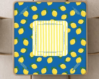 Lemons Mahjong Mat with Instructions (Rules) printed, Summer Blue and Yellow Mahjong playing pad with Bag