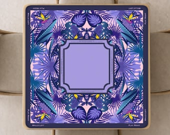 Tropical Leaves Mahjong Mat with Instructions (Rules), Purple Mahjong playing pad with Bag