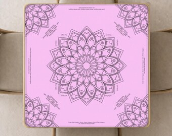 Pink Mahjong Mat with Instructions (Rules), Mandala Mahjong playing pad in blue with Bag