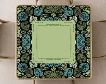 Jungle Leaves Mahjong Mat with Instructions (Rules), Green Monstera Mahjong playing pad with Bag