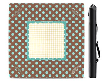 33" Teal Polkadot Mahjong Mat with Instructions (Rules) printed, Ships from USA, Summer Dopamine Decor Mahjong pad in blue and red with Bag