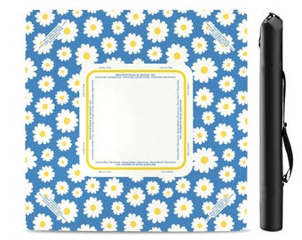 33" Daisy Mahjong Mat with Instructions (Rules) printed, Ships from USA, Summer Yellow, White and Blue Floral Mahjong playing pad with Bag