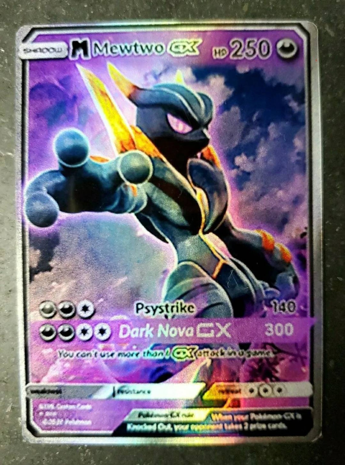 Pokemon Custom Card Shadow Mega Mewtwo Gx Full Holographic | Etsy