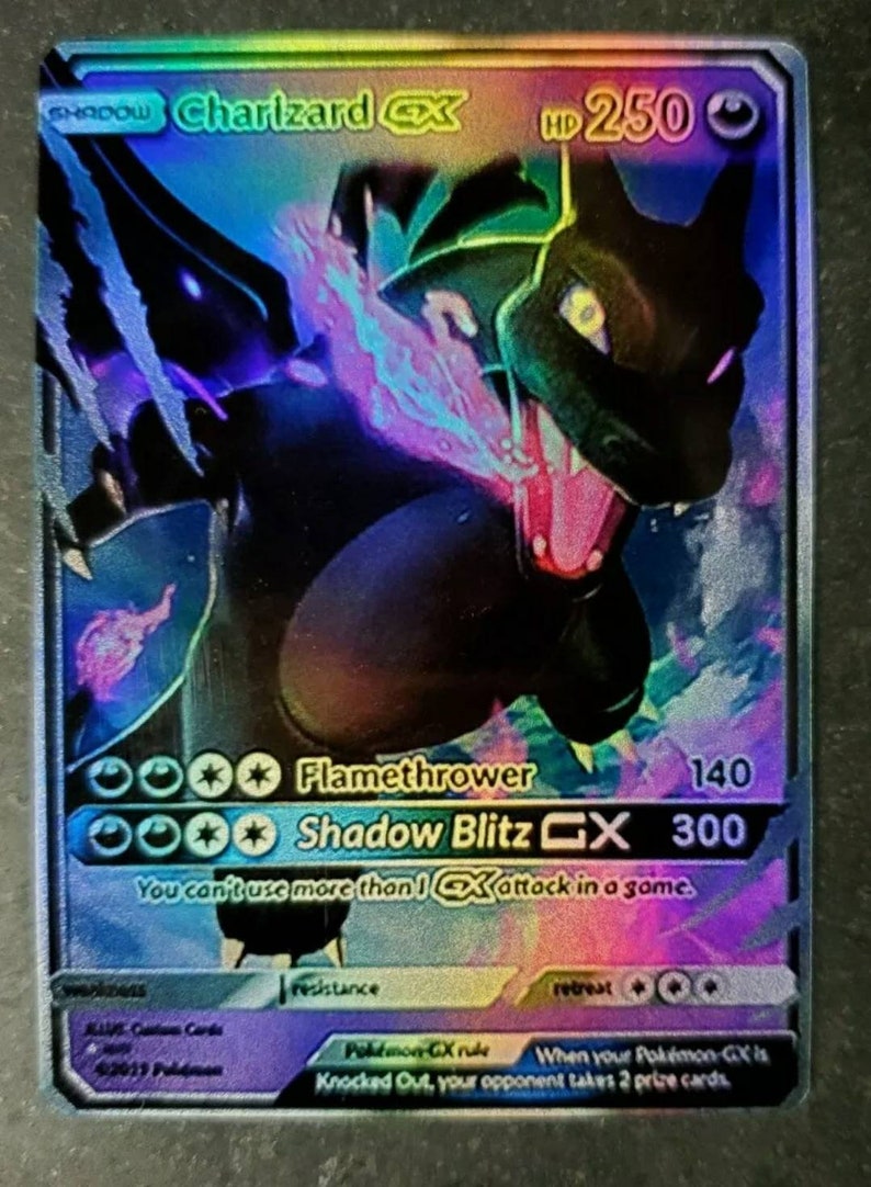 Full Art Holo Custom Orica POKEMON Card CHARIZARD Gx Shadow Etsy