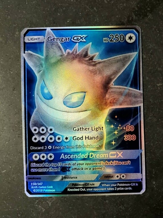 Legendaire Pokemon Rare Shiny Light Gengar Gx Full Art Etsy France